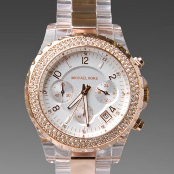 michael kors women's watch clear band